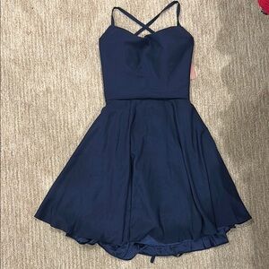 NWT Stacees Navy Blue Fit and Flare Dress